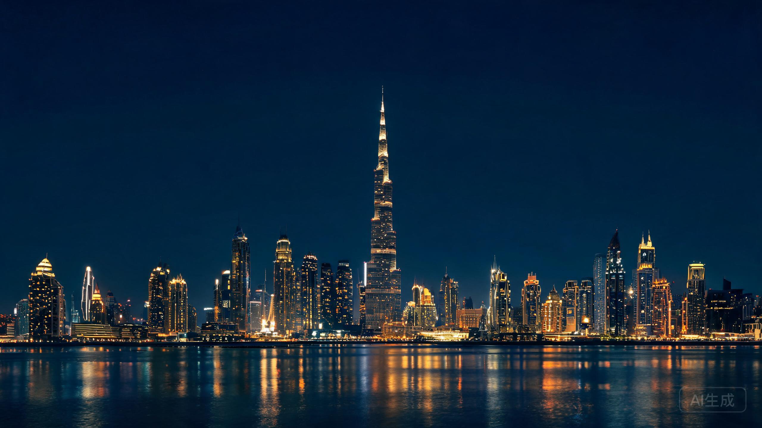 Dubai skyline luxury lifestyle night